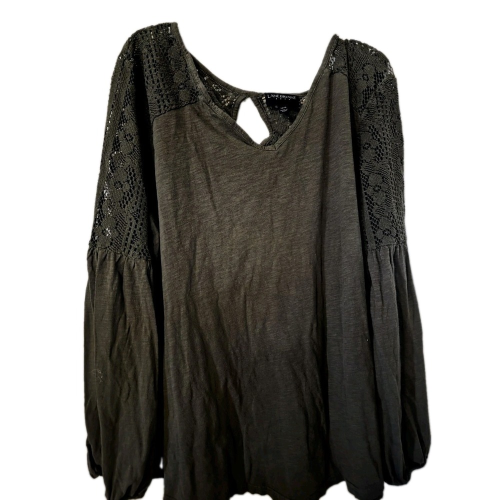 Boho Chic Romantic Peasant. Lane Bryant Size 14/16 Olvie Green.laced Shoulders.